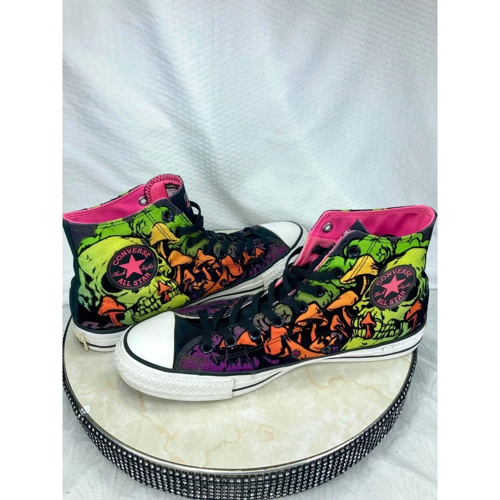 Converse Pro Wasabi Skull Mushroom High Top Shoes Mens 9.5 Multicolor Sneakers